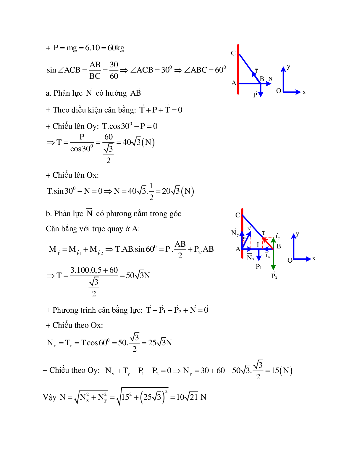 Bài tập về xác định phản lực của vật quay có trục cố định có lời giải (trang 6)