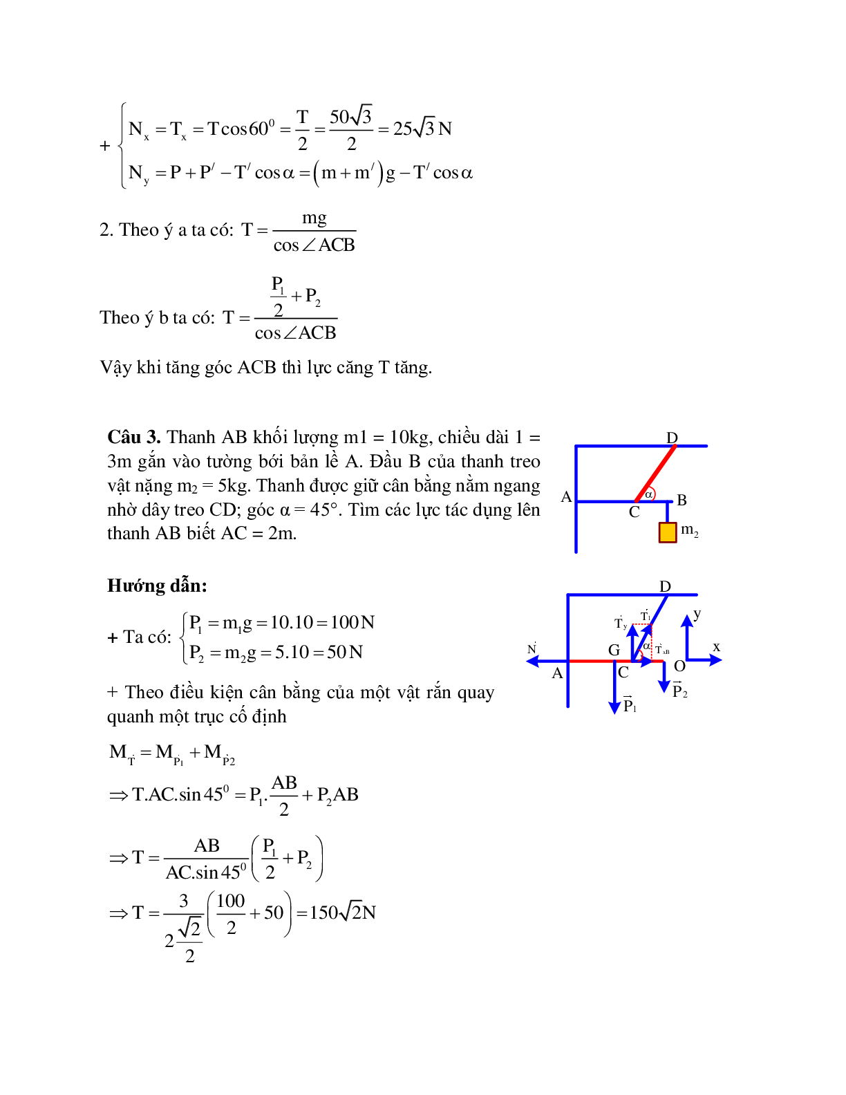 Bài tập về xác định phản lực của vật quay có trục cố định có lời giải (trang 7)