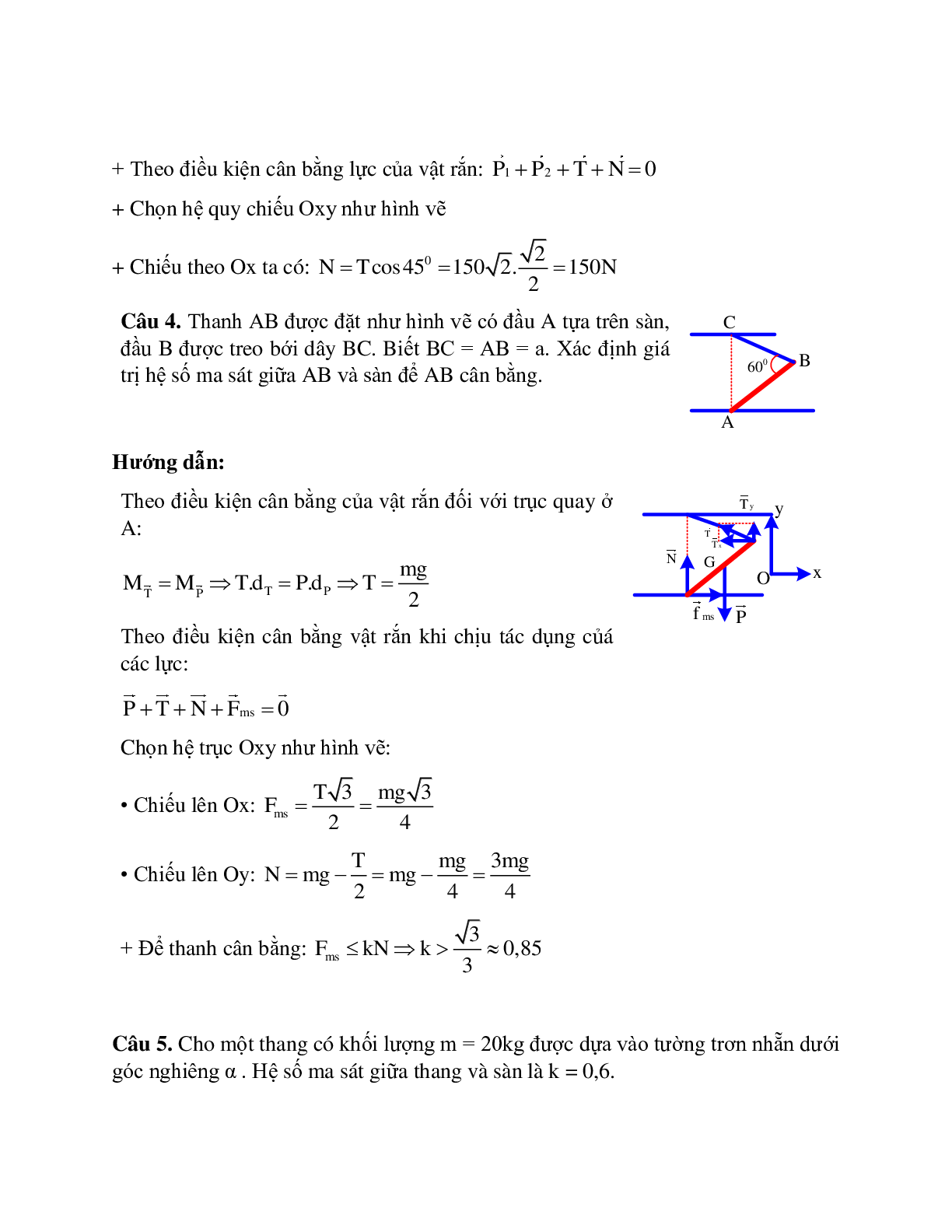 Bài tập về xác định phản lực của vật quay có trục cố định có lời giải (trang 8)