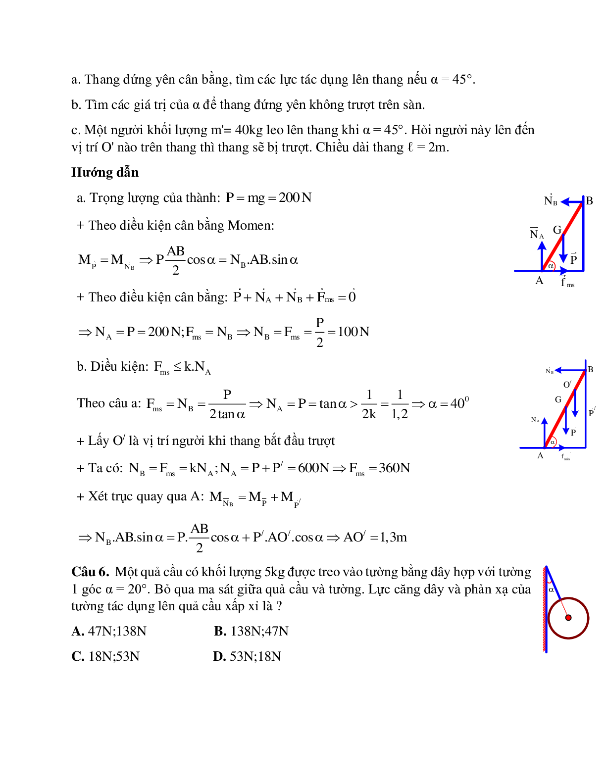 Bài tập về xác định phản lực của vật quay có trục cố định có lời giải (trang 9)