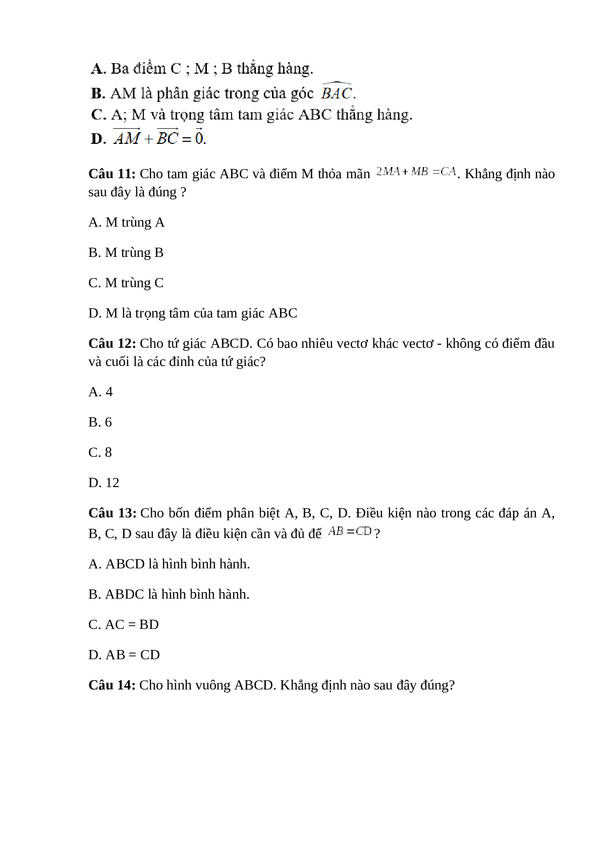 Trắc nghiệm Đề kiểm tra Toán 10 Chương 1 có đáp án – Toán lớp 10 (trang 3)