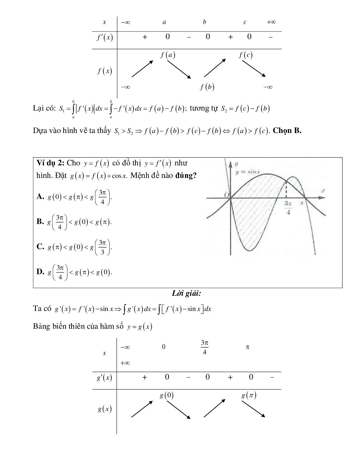 Ứng dụng tích phân vào bài toán so sánh các giá trị của hàm số Toán 12 (trang 2)