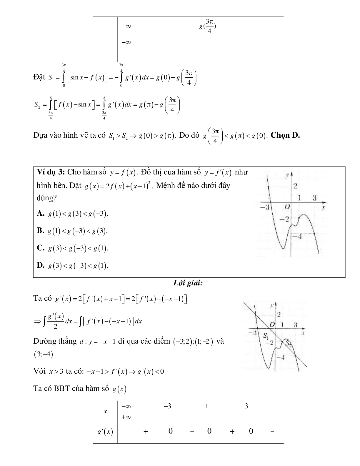 Ứng dụng tích phân vào bài toán so sánh các giá trị của hàm số Toán 12 (trang 3)