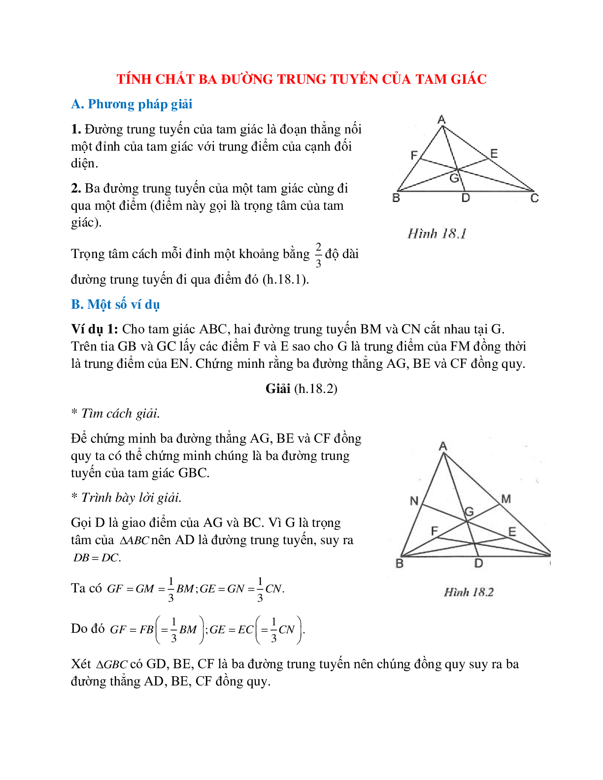Tuyển tập những bài tập hay nhất về Tính chất ba đường trung tuyến của tam giác có lời giải (trang 1)