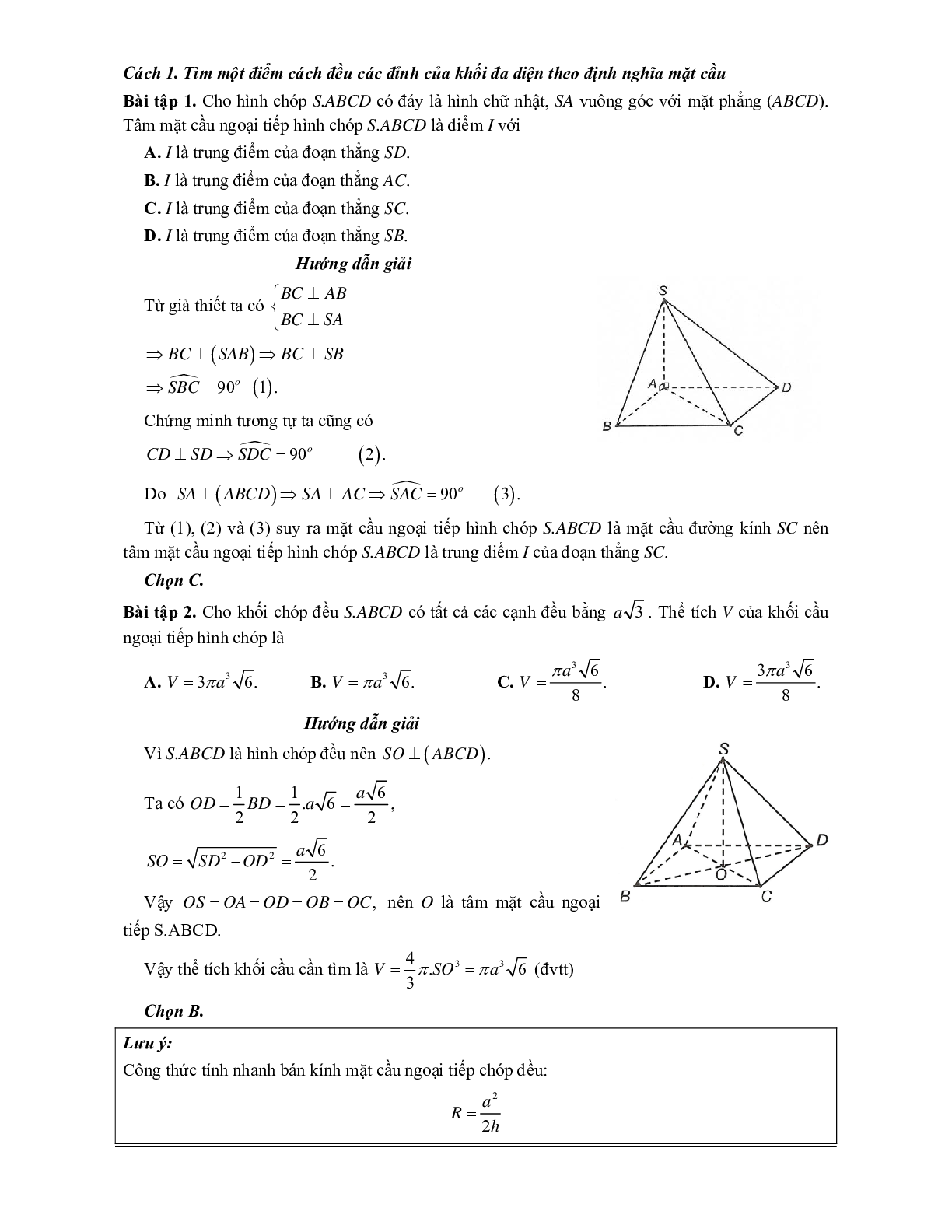 50 Bài tập Mặt cầu (có đáp án)- Toán 12 (trang 4)