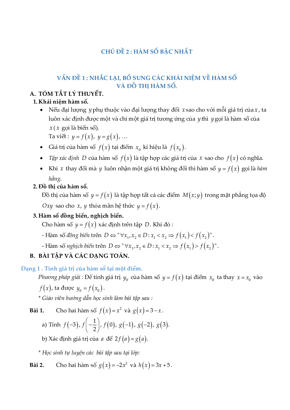 Chuyên đề hàm số bậc nhất (trang 3)