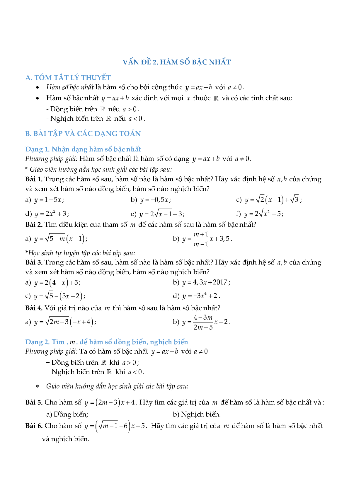 Chuyên đề hàm số bậc nhất (trang 8)