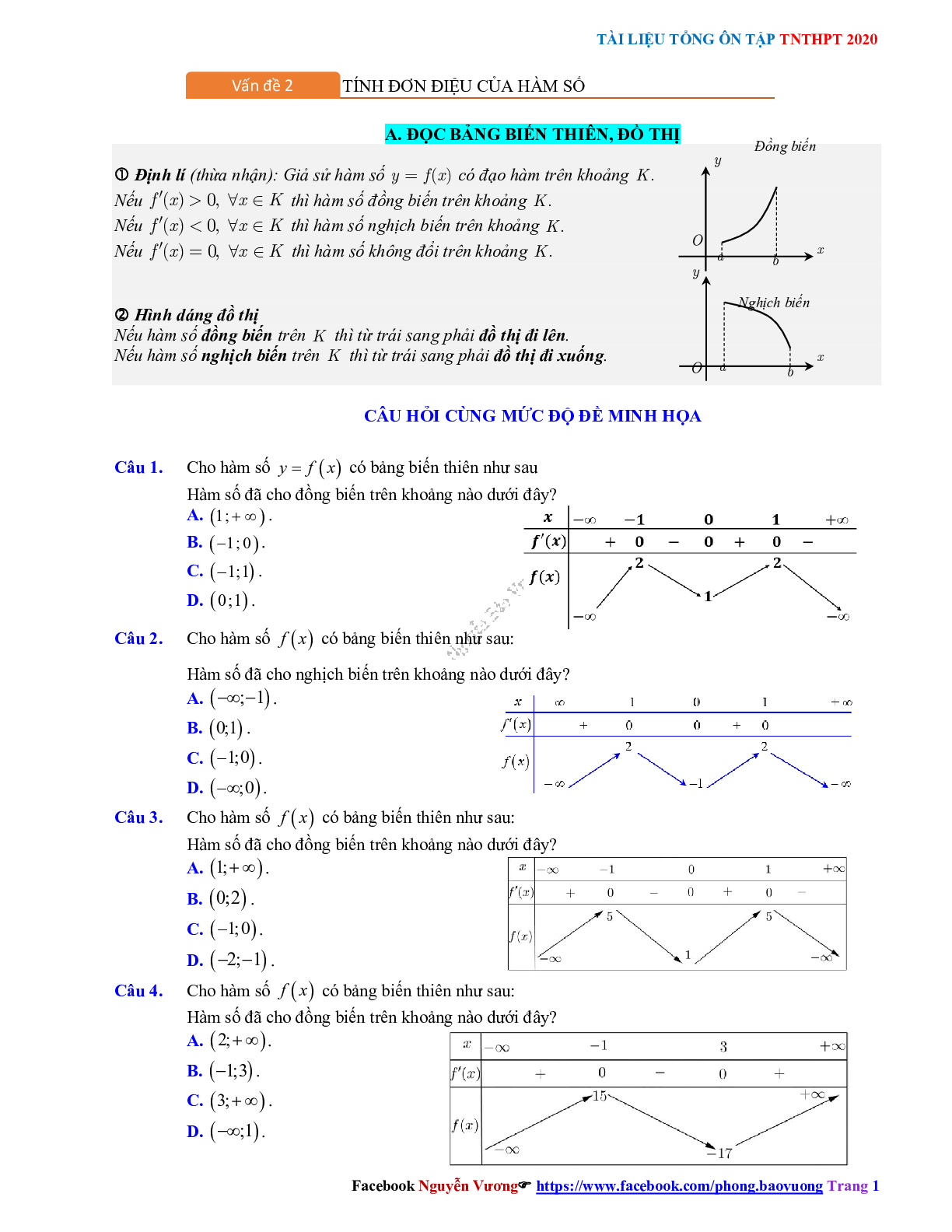 Phương pháp giải Tính đơn điệu của hàm số 2023 (lý thuyết và bài tập) (trang 1)
