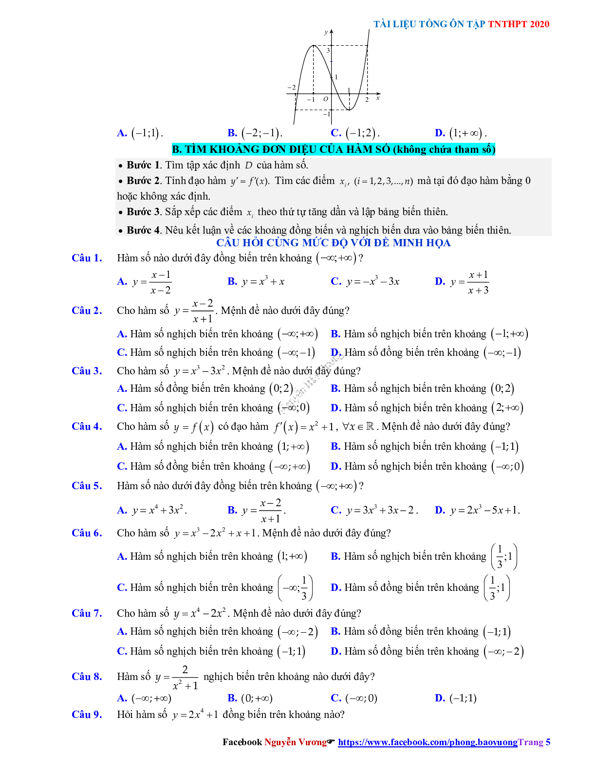 Phương pháp giải Tính đơn điệu của hàm số 2023 (lý thuyết và bài tập) (trang 5)