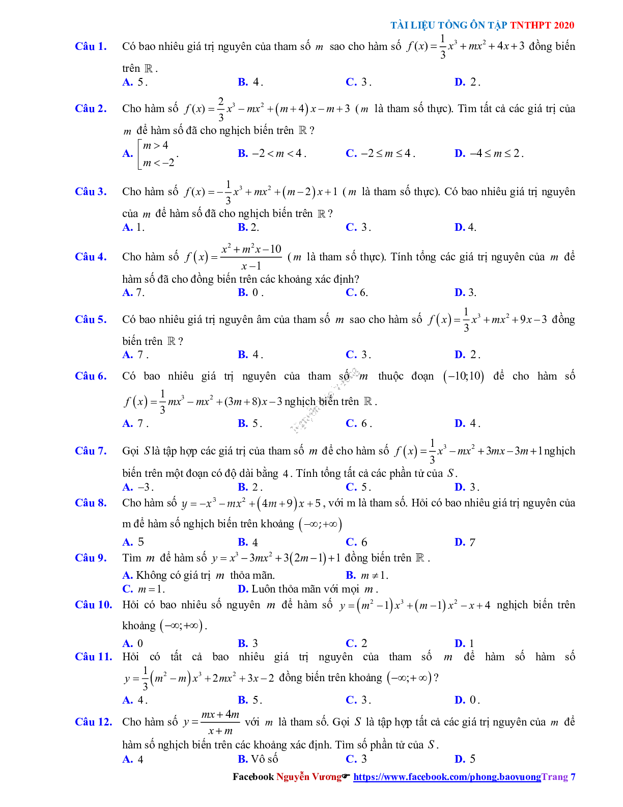Phương pháp giải Tính đơn điệu của hàm số 2023 (lý thuyết và bài tập) (trang 7)