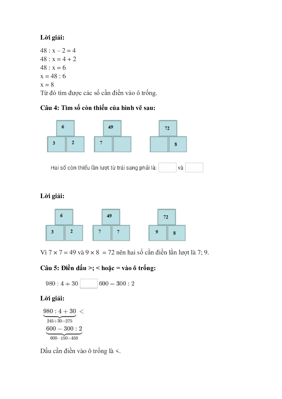 Trắc nghiệm Giới thiệu bảng chia có đáp án – Toán lớp 3 (trang 2)