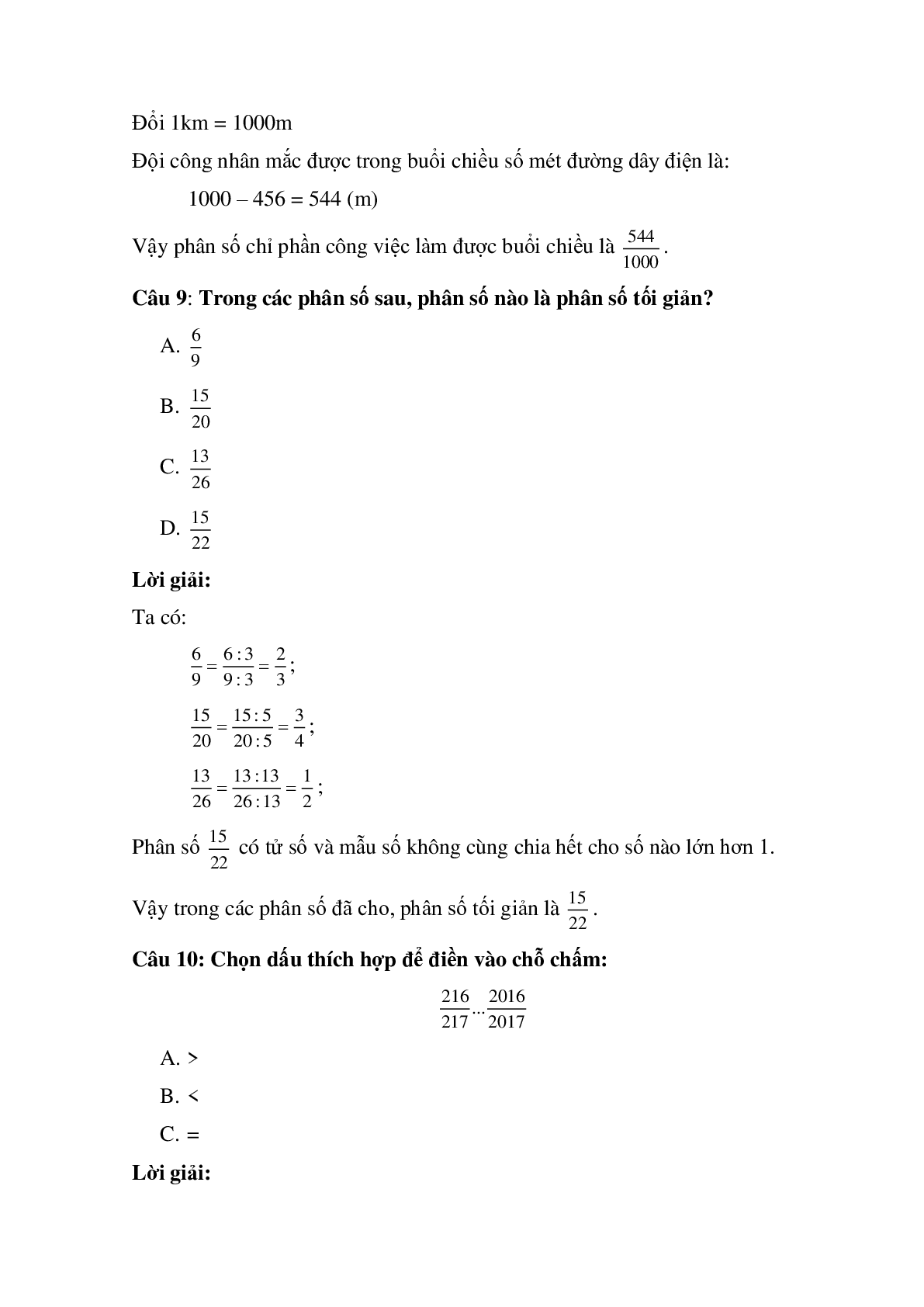12 câu Trắc nghiệm Ôn tập về phân số có đáp án 2023 – Toán lớp 5 (trang 5)
