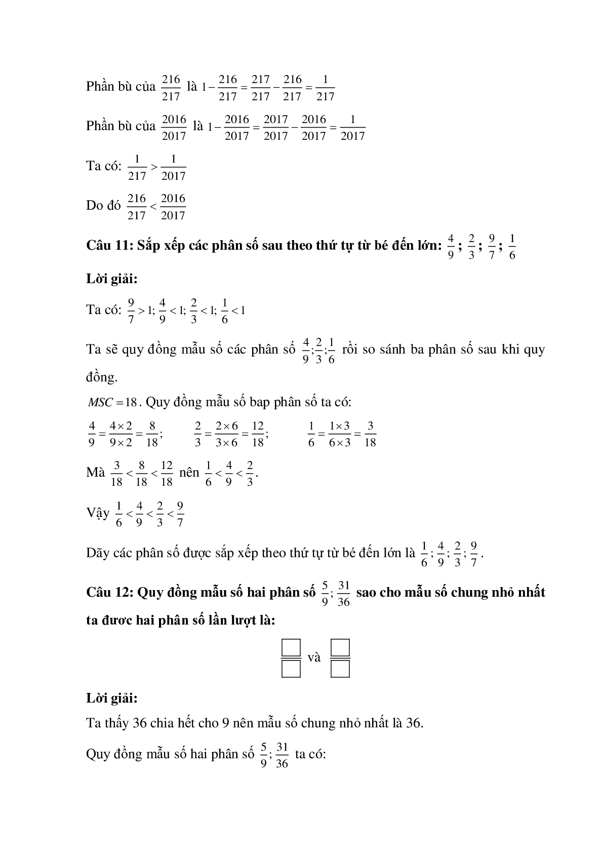 12 câu Trắc nghiệm Ôn tập về phân số có đáp án 2023 – Toán lớp 5 (trang 6)