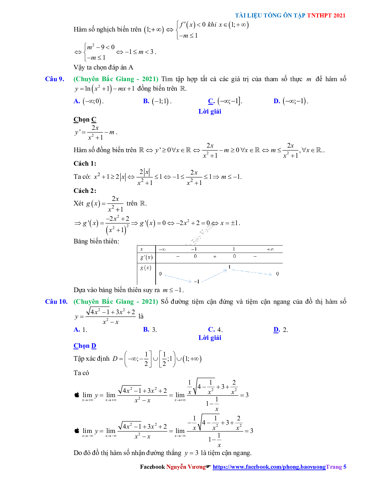 Chuyên đề Khảo sát hàm số- mức độ vận dụng có đáp án môn Toán lớp 12 (trang 5)