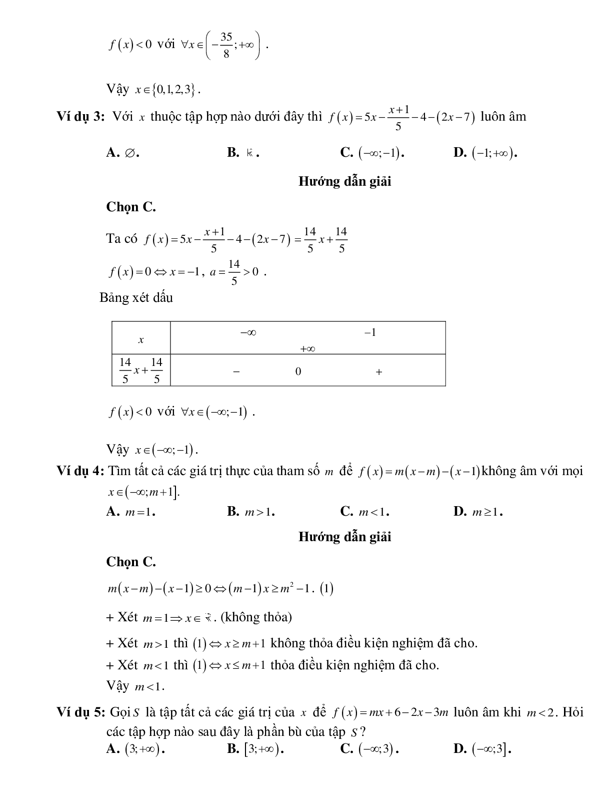 Bài tập xét dấu của nhị thức bậc nhất Toán 10 (trang 2)