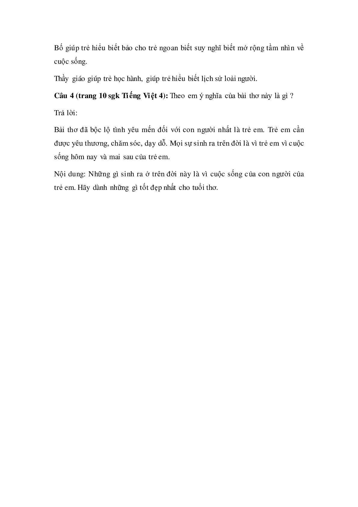 Soạn Tiếng Việt lớp 4: Tập đọc: Chuyện cổ tích về loài người mới nhất (trang 3)