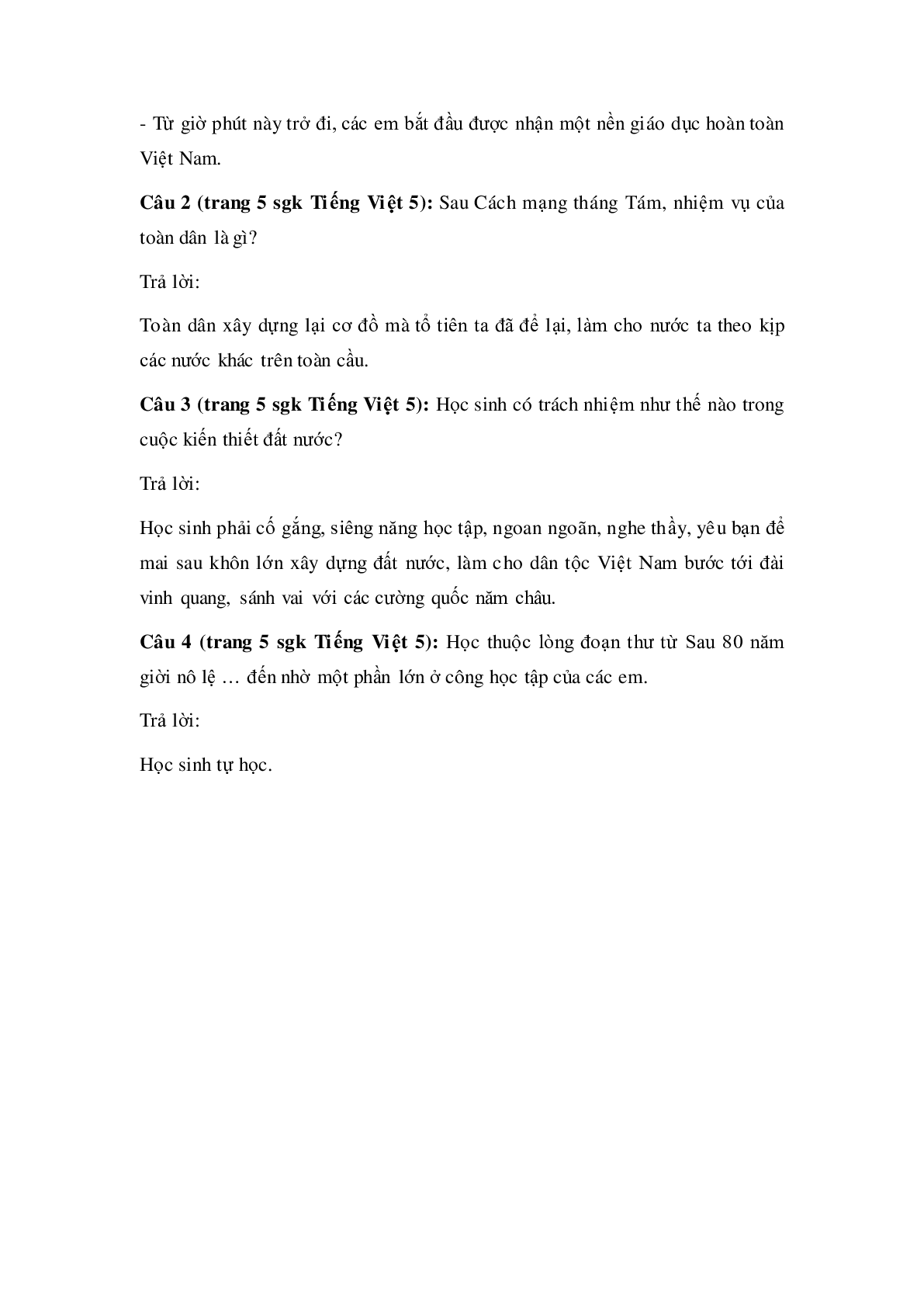 Soạn Tiếng Việt lớp 5 Tập đọc: Thư gửi các học sinh mới nhất (trang 3)