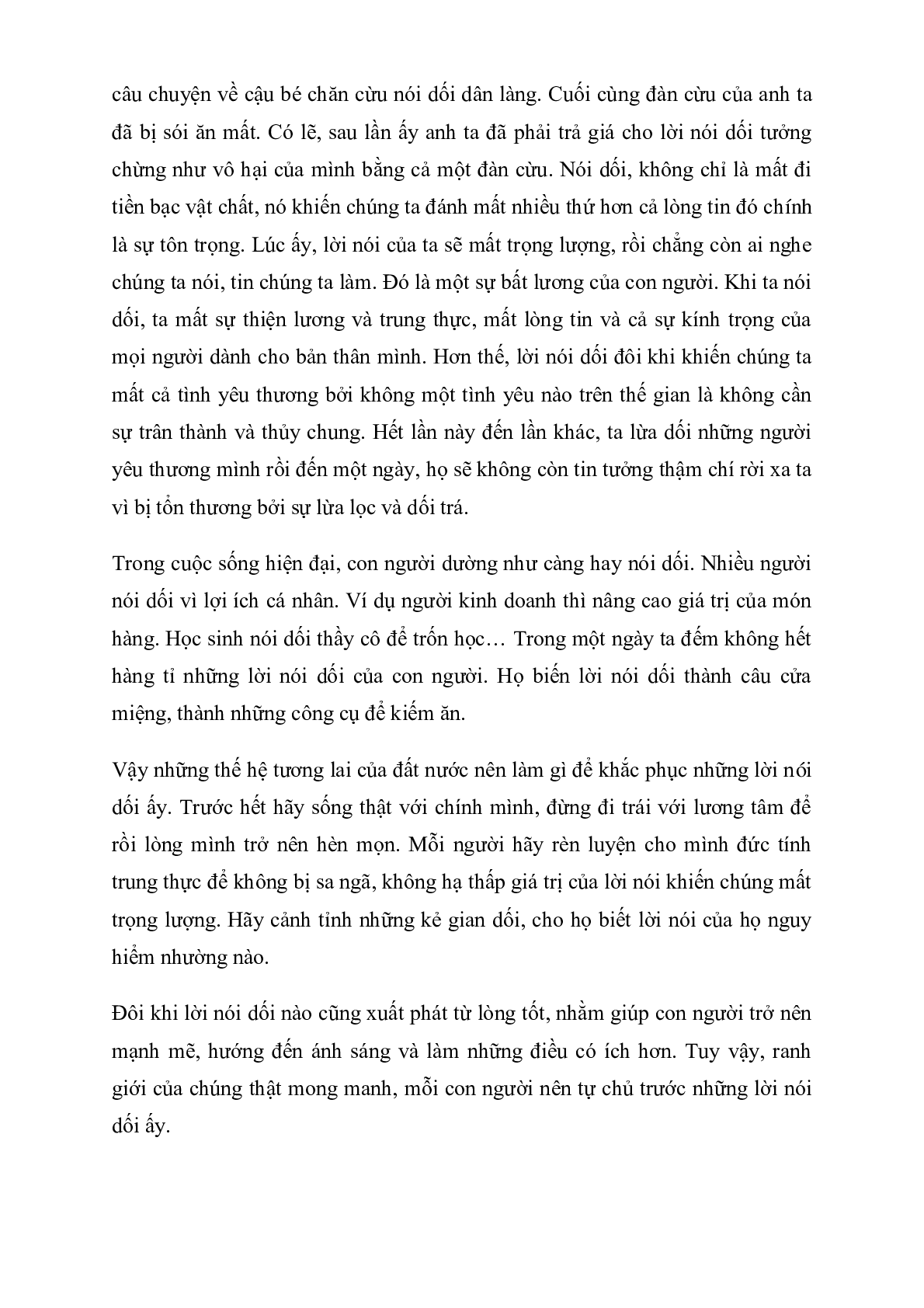 Bài văn mẫu Chứng minh rằng nói dối có hại cho bản thân môn Văn lớp 7 (15 mẫu ) (trang 3)