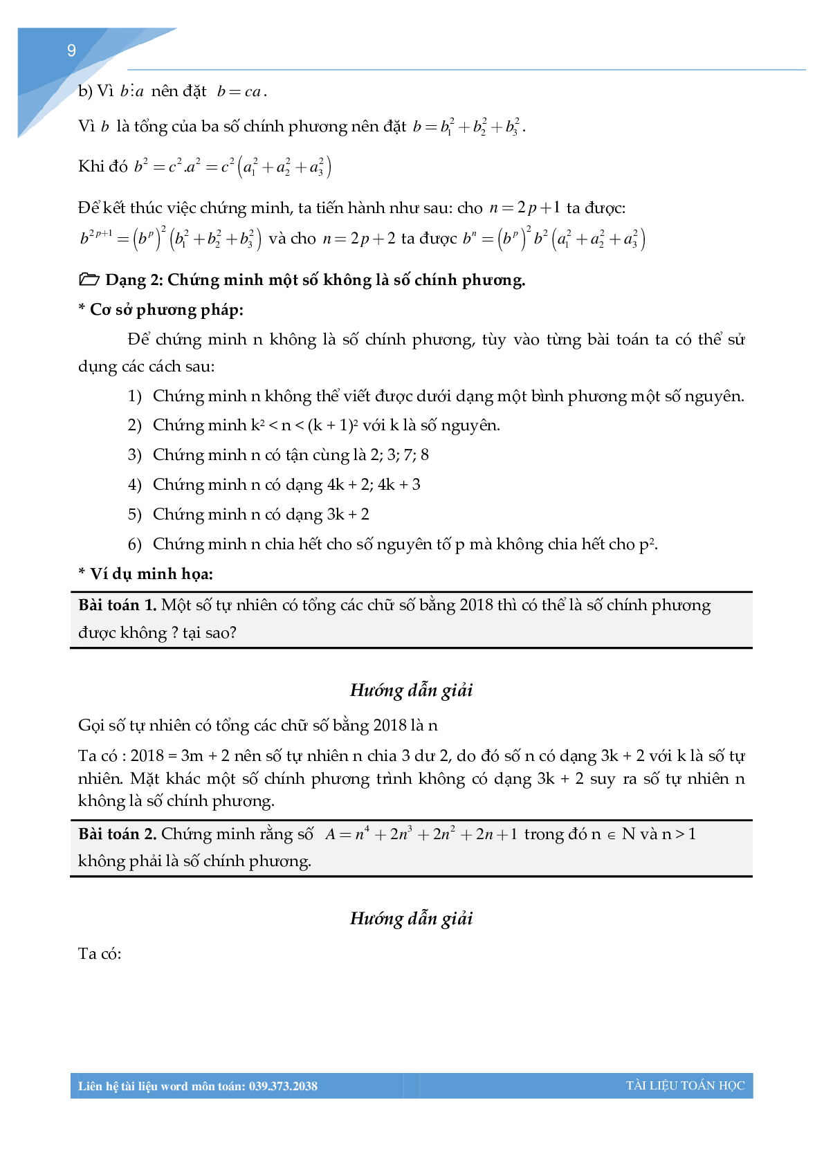 Chuyên đề số chính phương bồi dưỡng học sinh giỏi (trang 7)