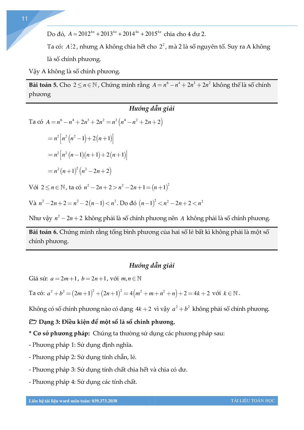 Chuyên đề số chính phương bồi dưỡng học sinh giỏi (trang 9)