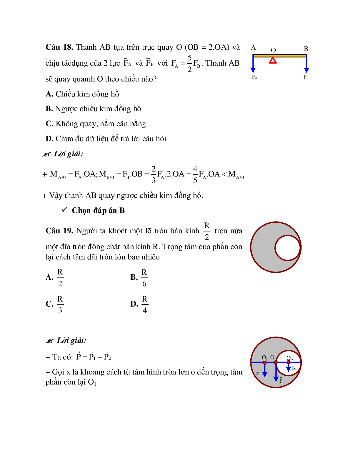 Bài tập về tổng hợp hai lực và ba lực song song có lời giải chi tiết (trang 10)
