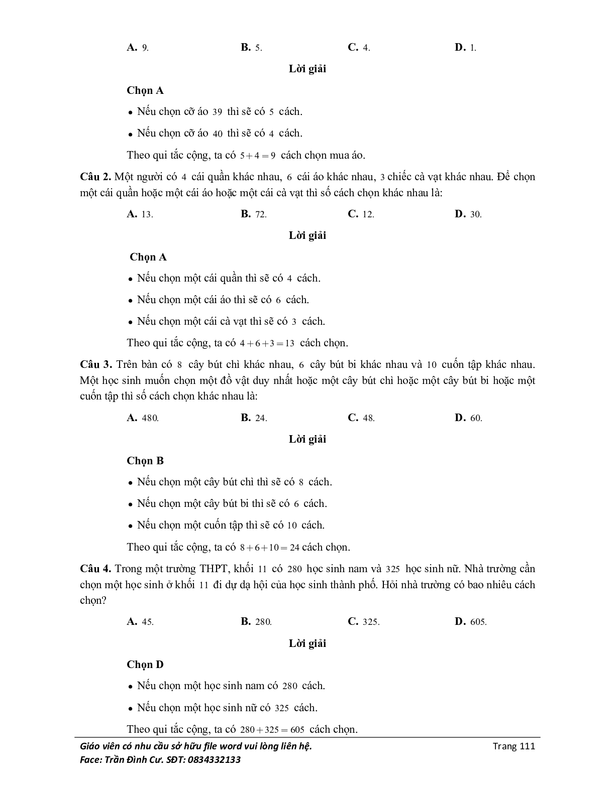Phân loại và phương pháp giải bài tập tổ hợp và xác suất (trang 4)