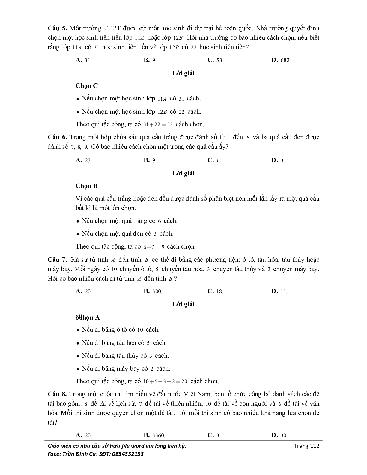 Phân loại và phương pháp giải bài tập tổ hợp và xác suất (trang 5)