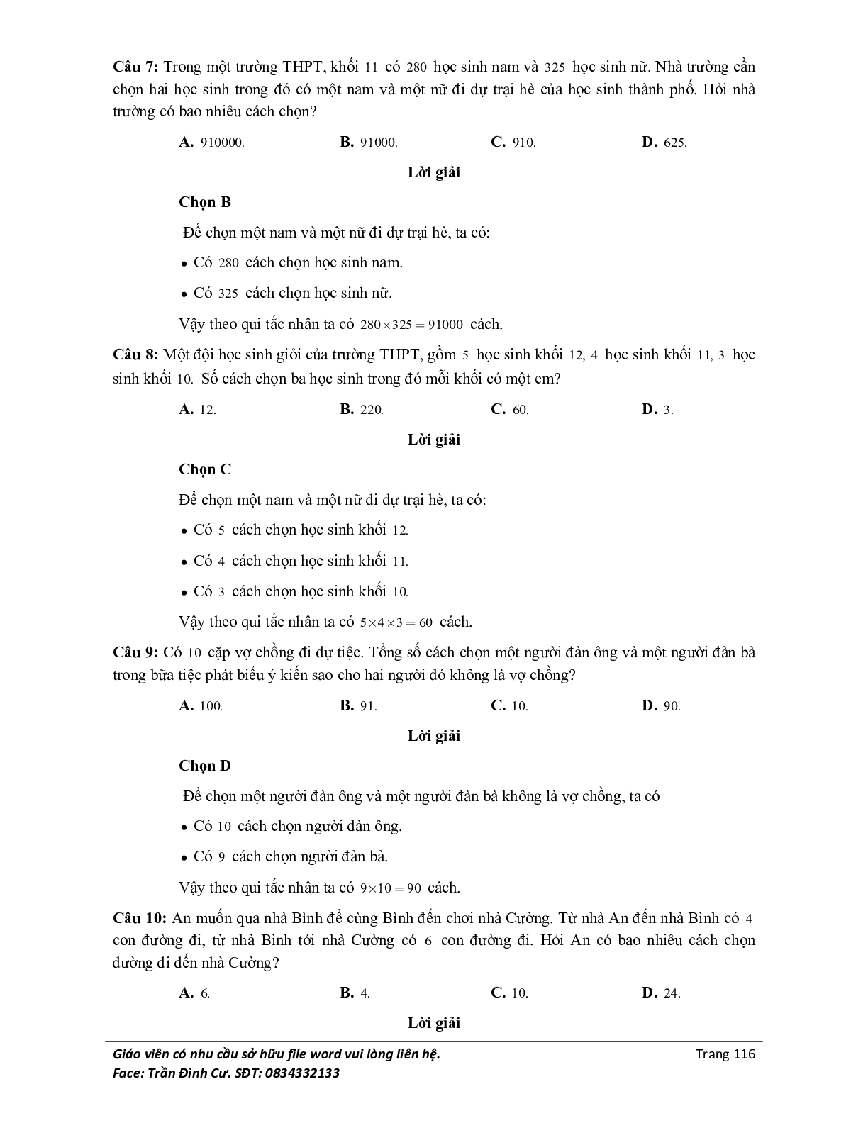 Phân loại và phương pháp giải bài tập tổ hợp và xác suất (trang 9)