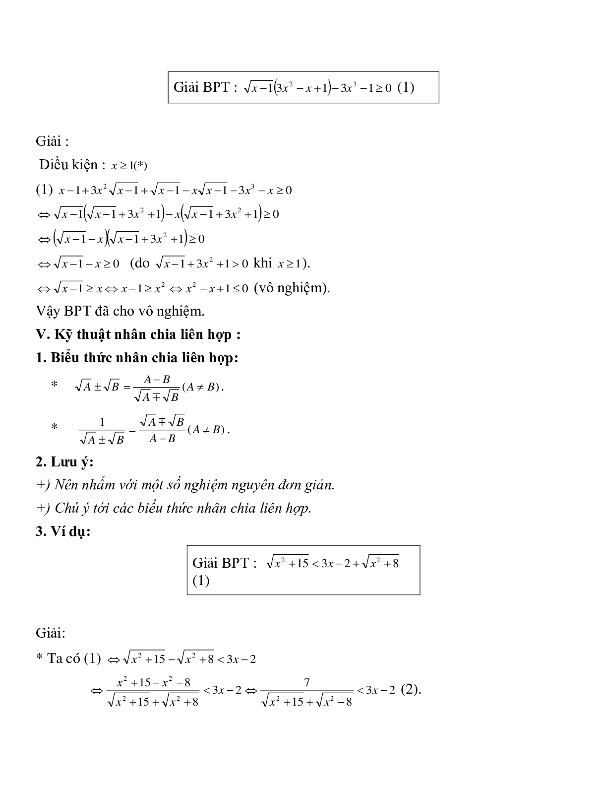 Các dạng Bất phương trình vô tỉ và cách giải (trang 6)