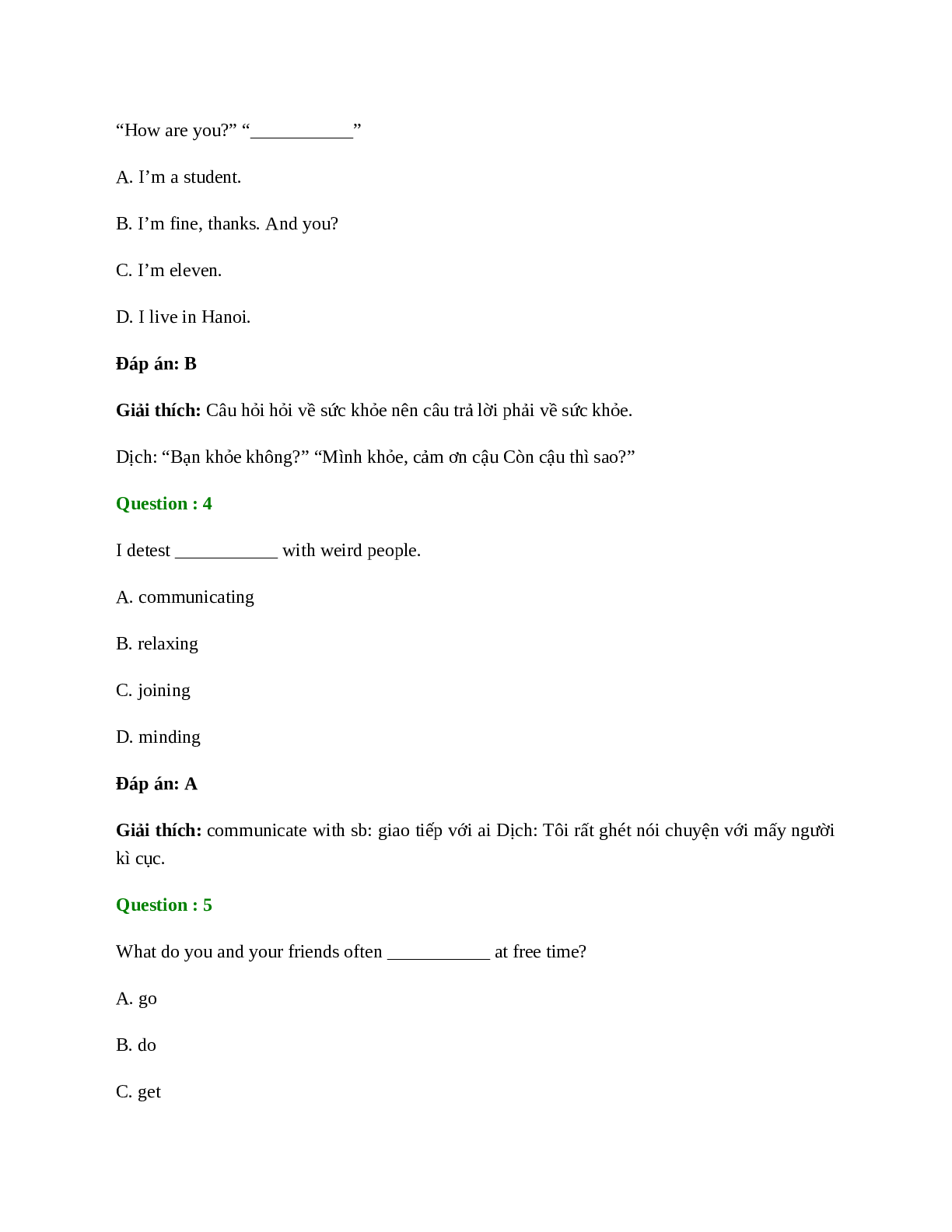 60 câu Trắc nghiệm Tiếng Anh 8 Unit 1 có đáp án 2023: My Friends (trang 7)