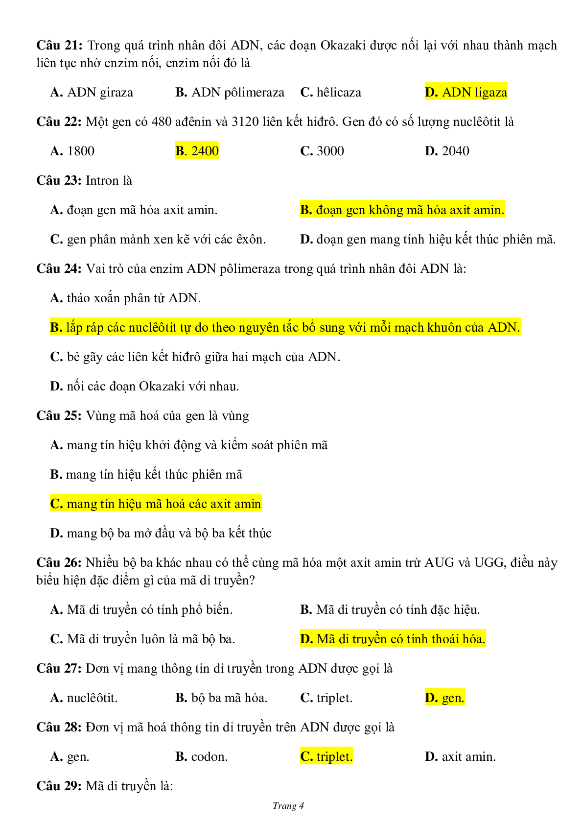 873 Bài tập trắc nghiệm Sinh học lớp 12 có đáp án 2023 (trang 4)