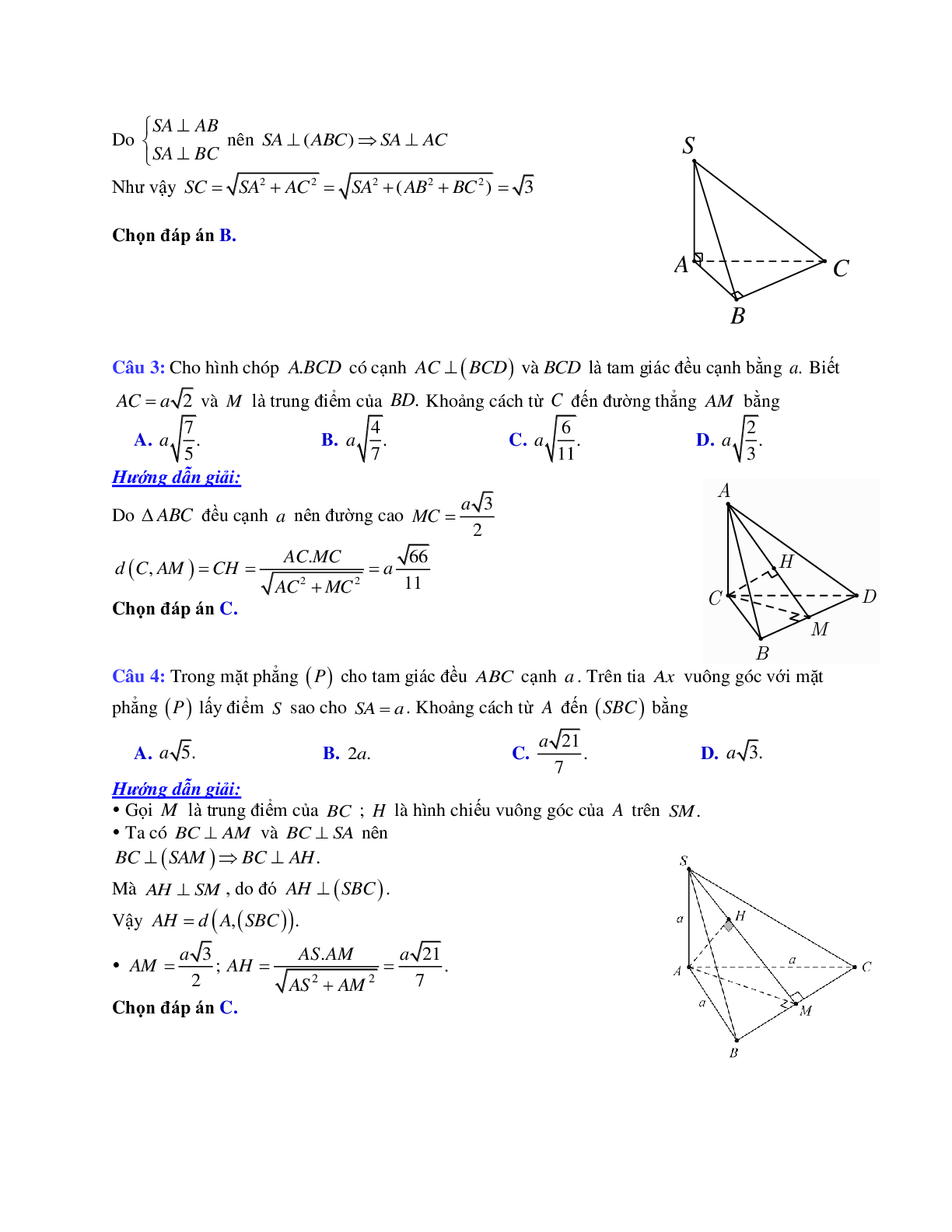 Phương pháp giải và bài tập về Cách tính khoảng cách từ điểm M đến đường thẳng Delta chọn lọc (trang 2)
