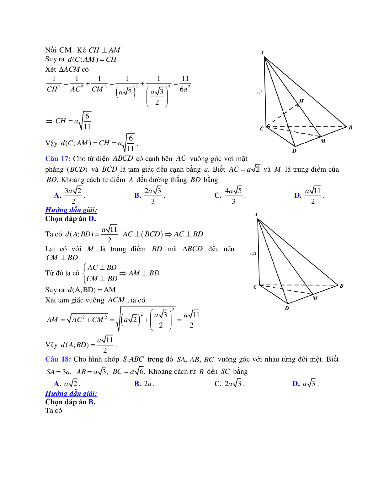 Phương pháp giải và bài tập về Cách tính khoảng cách từ điểm M đến đường thẳng Delta chọn lọc (trang 8)