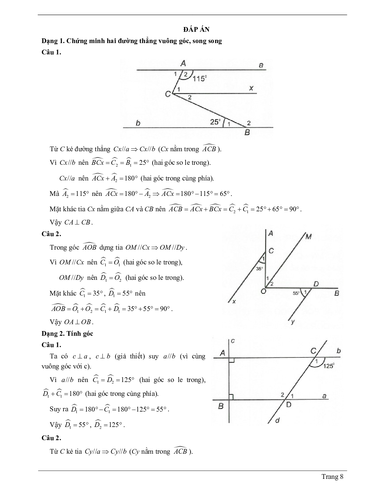 Lý thuyết Toán 7 có đáp án: Từ vuông góc đến song song (trang 8)