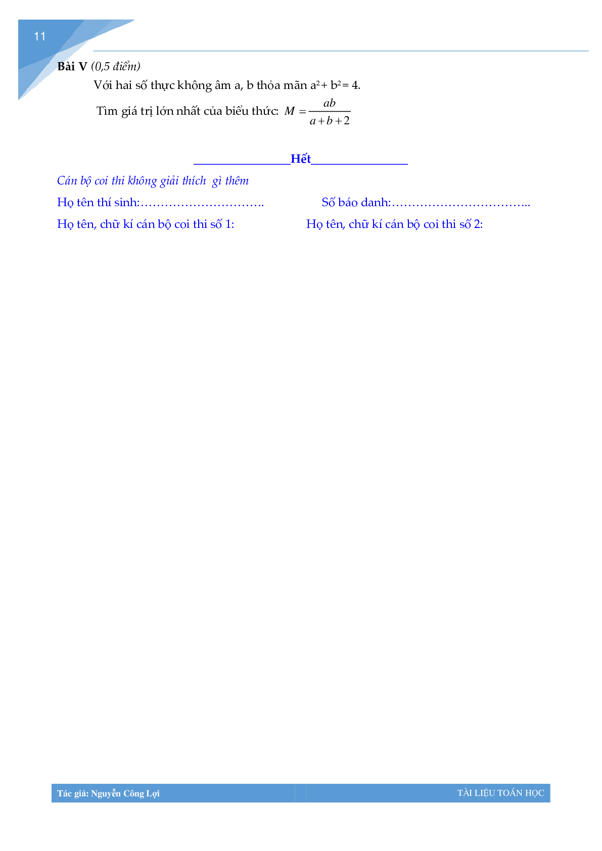 Tuyển tập đề thi vào lớp 10 môn toán Thành phố Hà Nội (trang 10)