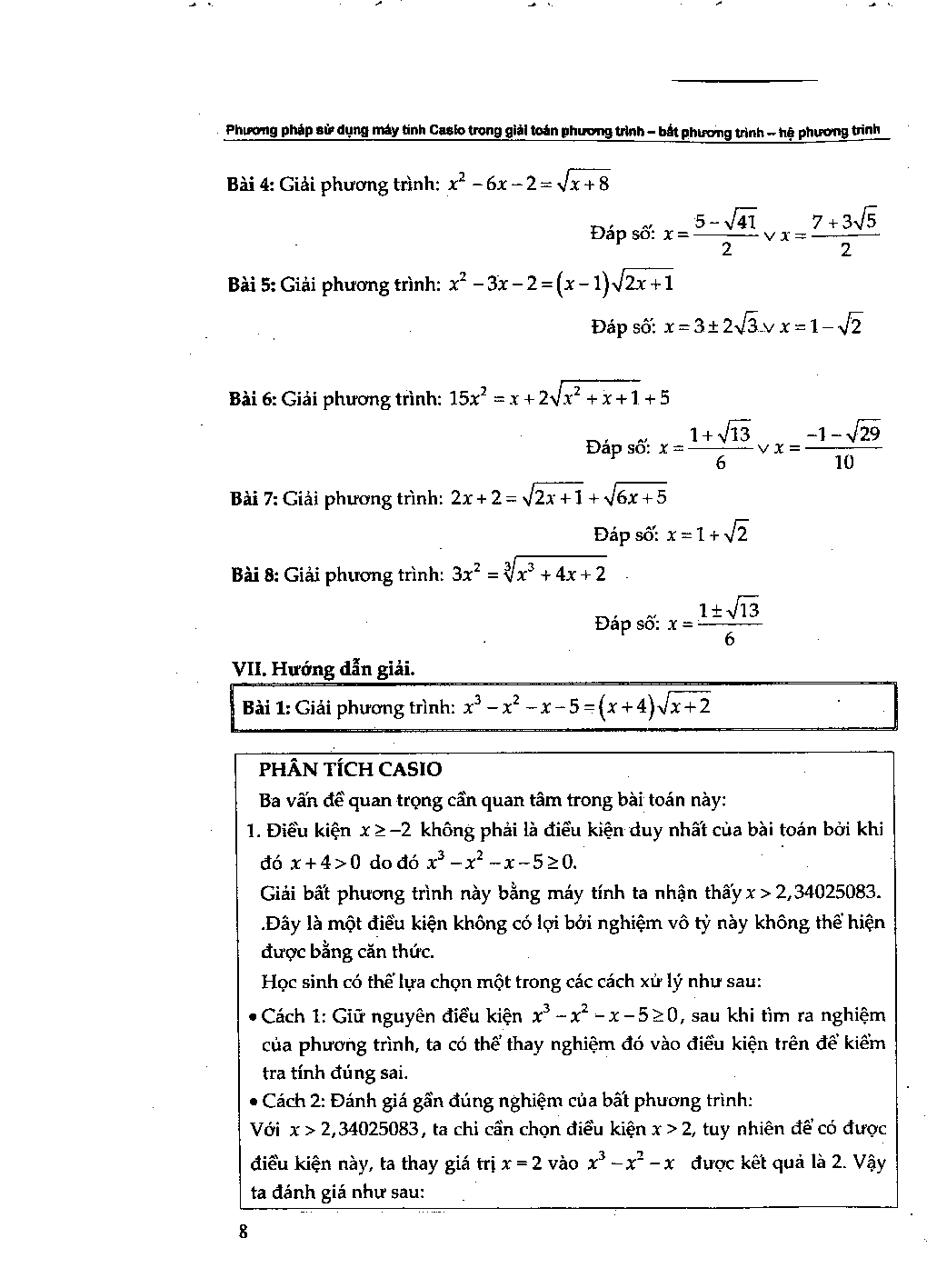 Phương pháp giải PT – Hệ PT – Bất PT bằng máy tính Casio (trang 8)