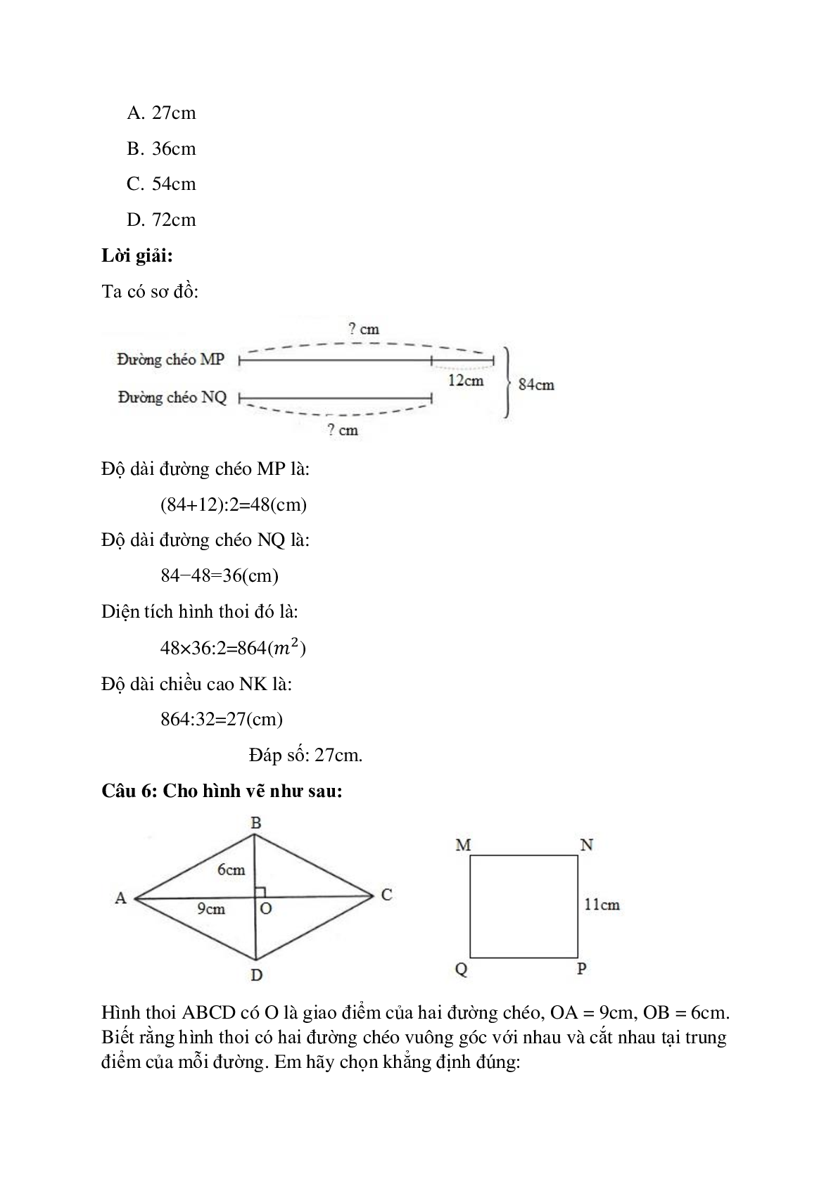 27 câu Trắc nghiệm Diện tích hình thoi có đáp án 2023 – Toán lớp 4 (trang 3)