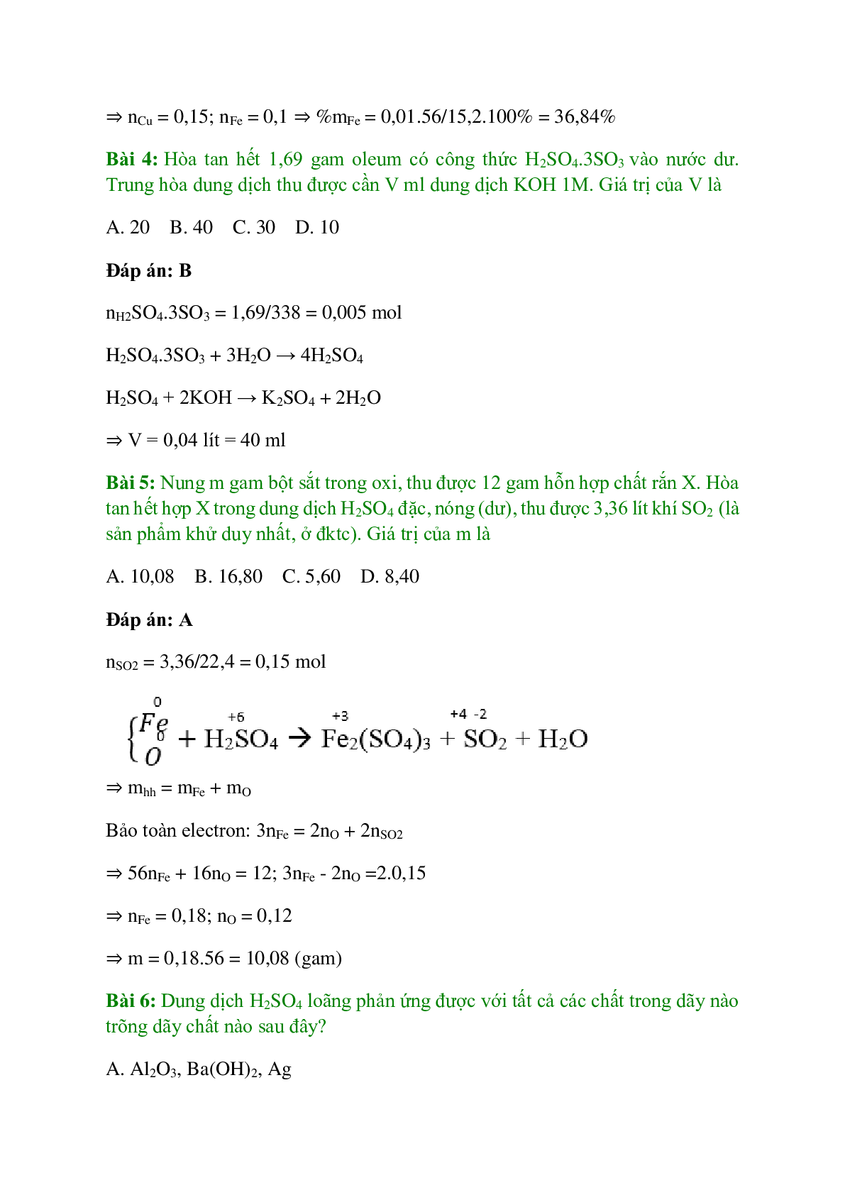 Trắc nghiệm Luyện tập: Oxi và lưu huỳnh có đáp án - Hóa học 10 (trang 2)