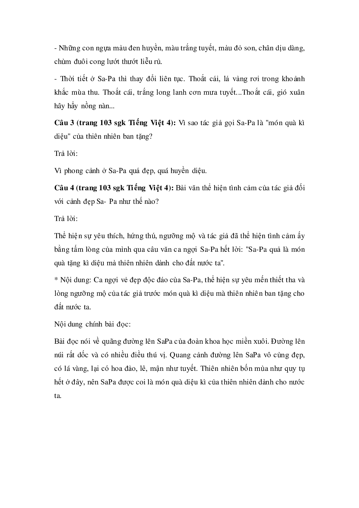 Soạn Tiếng Việt lớp 4:Tập đọc: Đường đi Sa Pa mới nhất (trang 2)