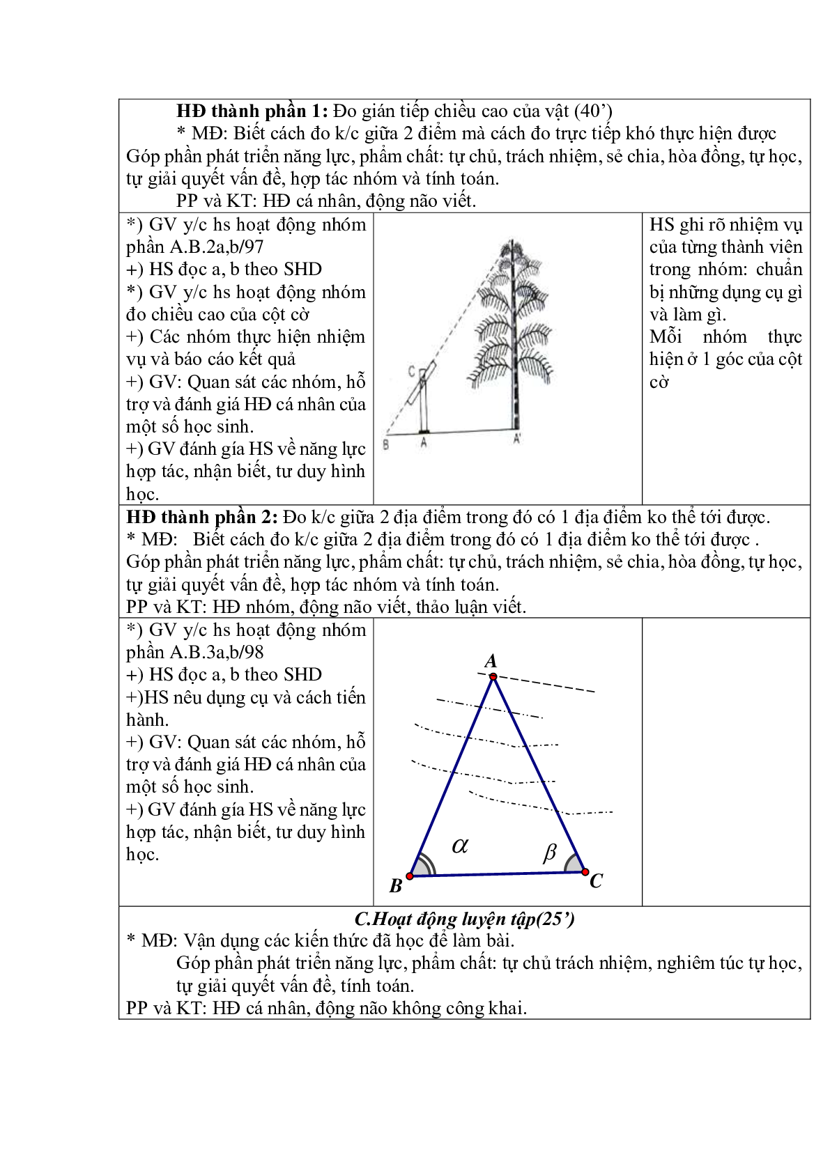 Giáo án Ứng dụng thực tế của tam giác đồng dạng (2023) - Toán 8 (trang 2)