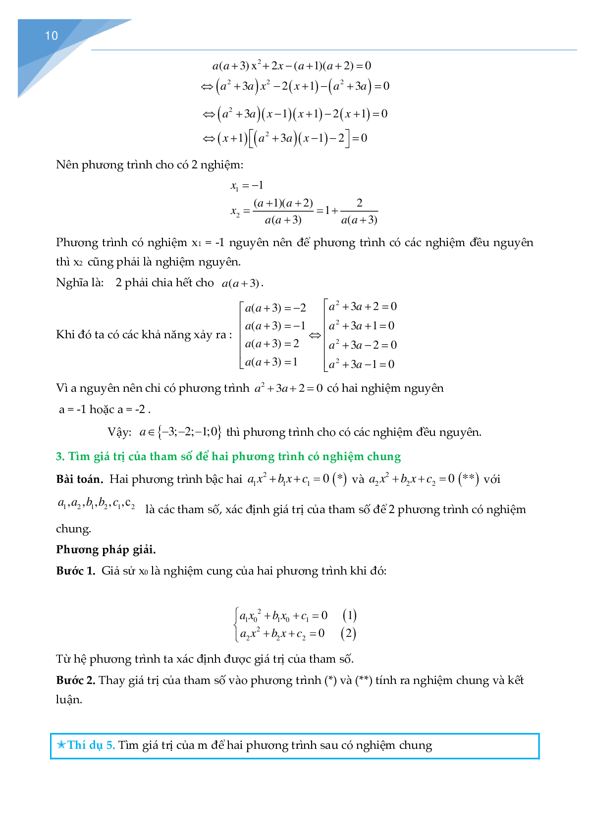 Phương trình bậc hai và ứng dụng của định lí Vi-ét (trang 10)