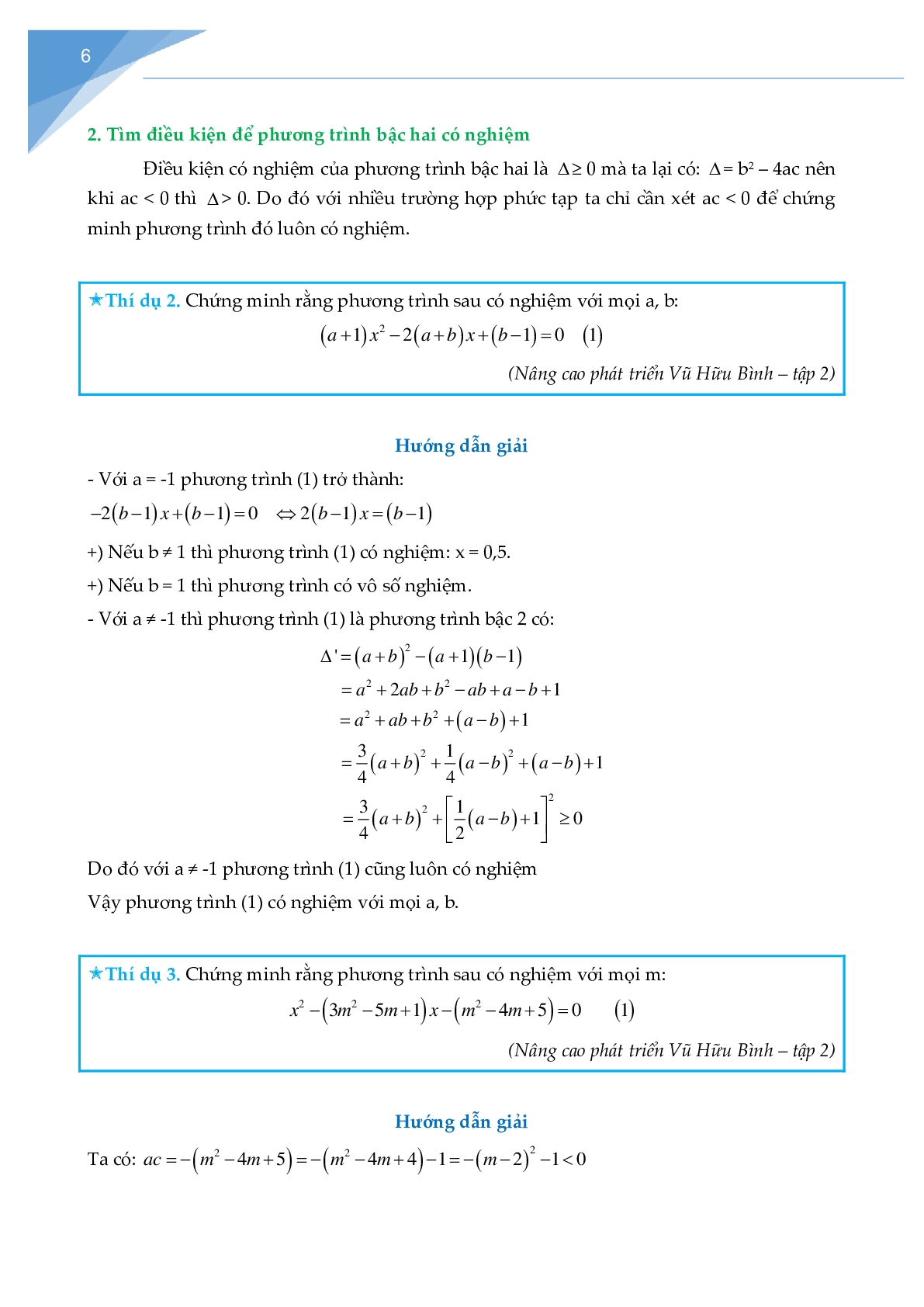 Phương trình bậc hai và ứng dụng của định lí Vi-ét (trang 6)