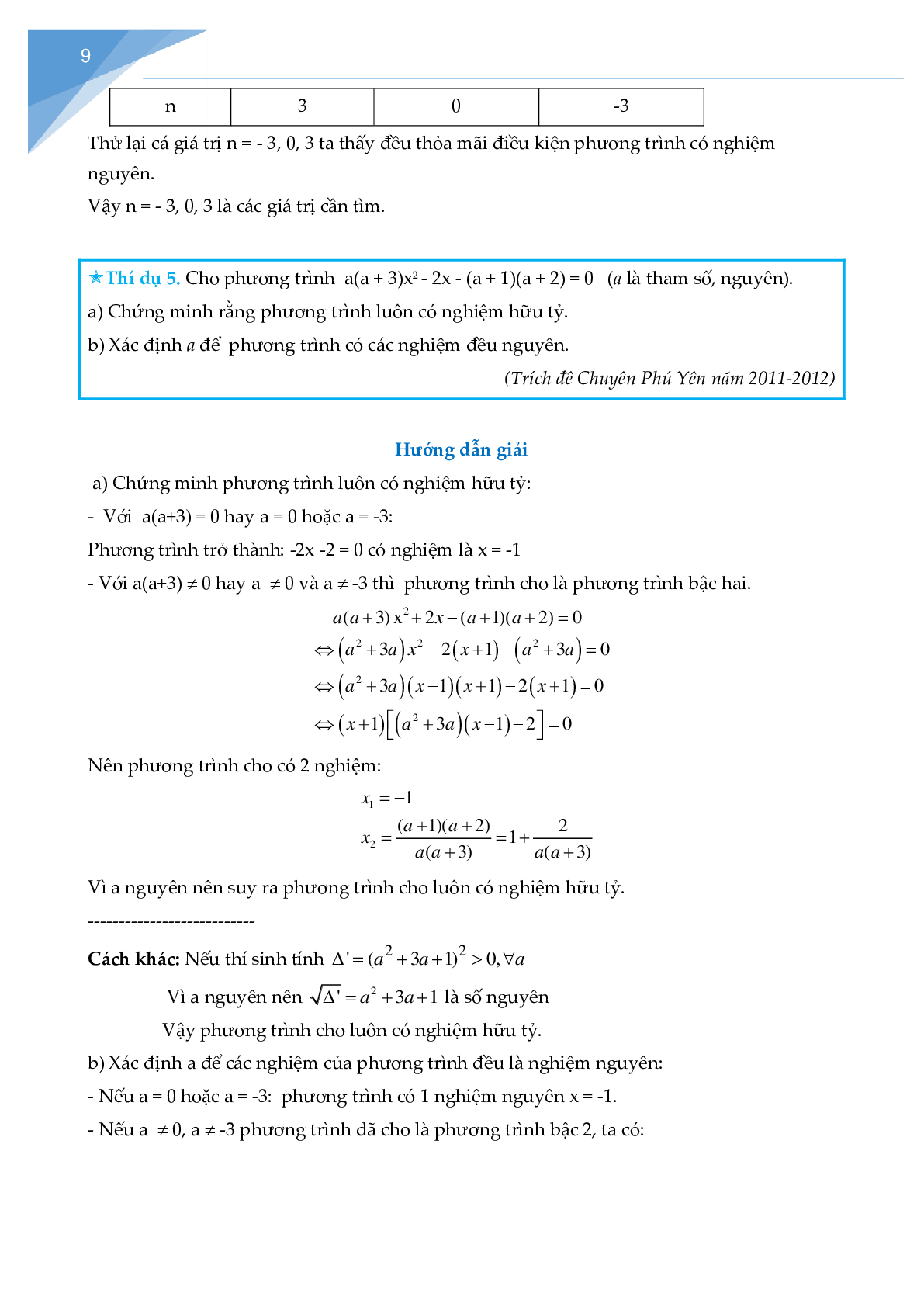 Phương trình bậc hai và ứng dụng của định lí Vi-ét (trang 9)