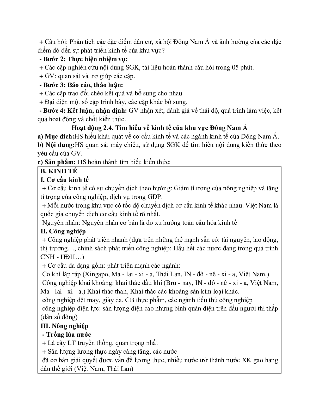 Giáo án Địa lí 11 Bài 11 Khu vực Đông Nam Á mới nhất (trang 5)