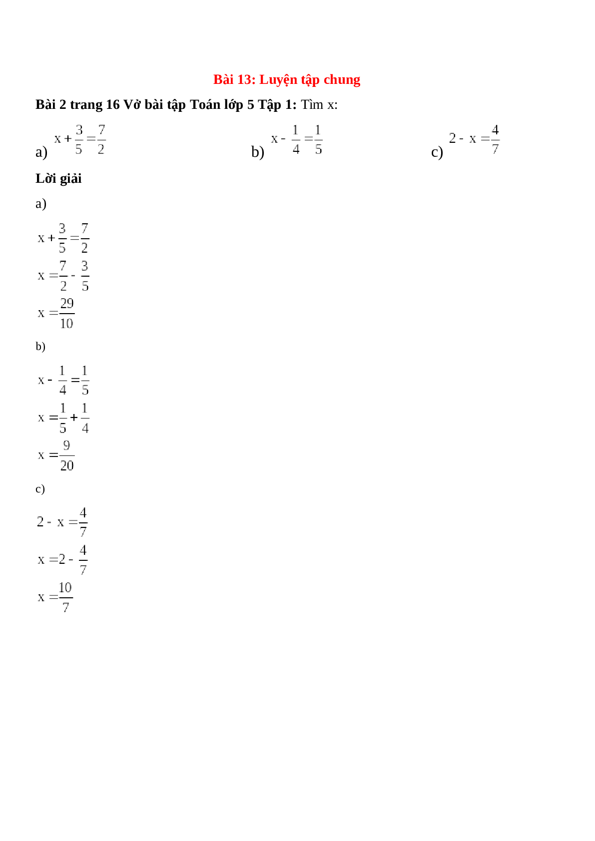 Tìm x: x + 3/5 = 7/2 (trang 1)