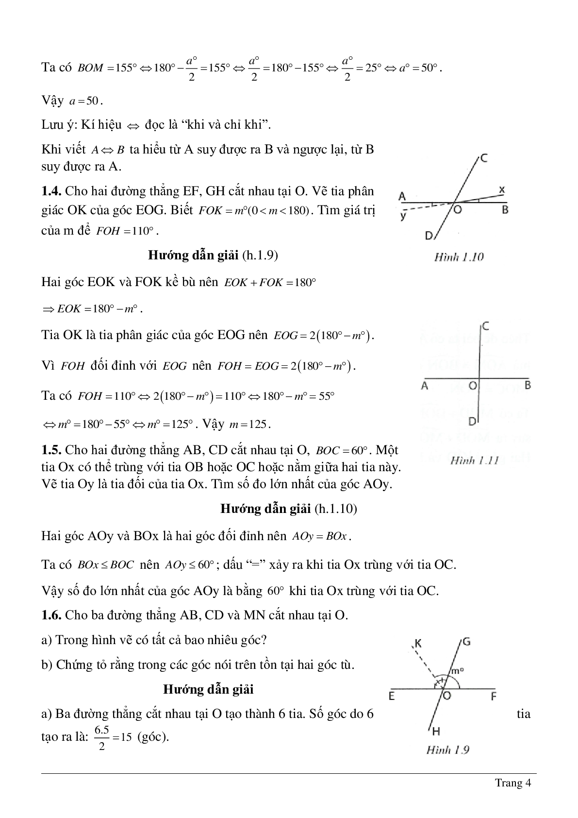 Bài tập hay nhất về Hai góc đối đỉnh hình học lớp 7 có lời giải (trang 4)