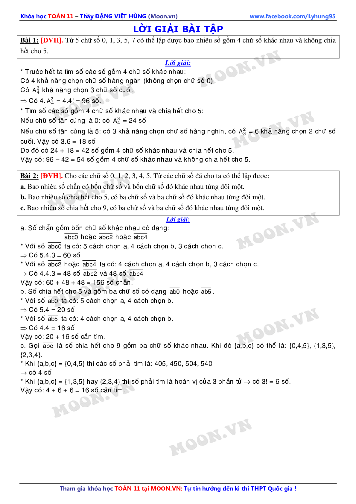 Chuyên đề Bài toán đếm môn Toán lớp 11 (trang 2)