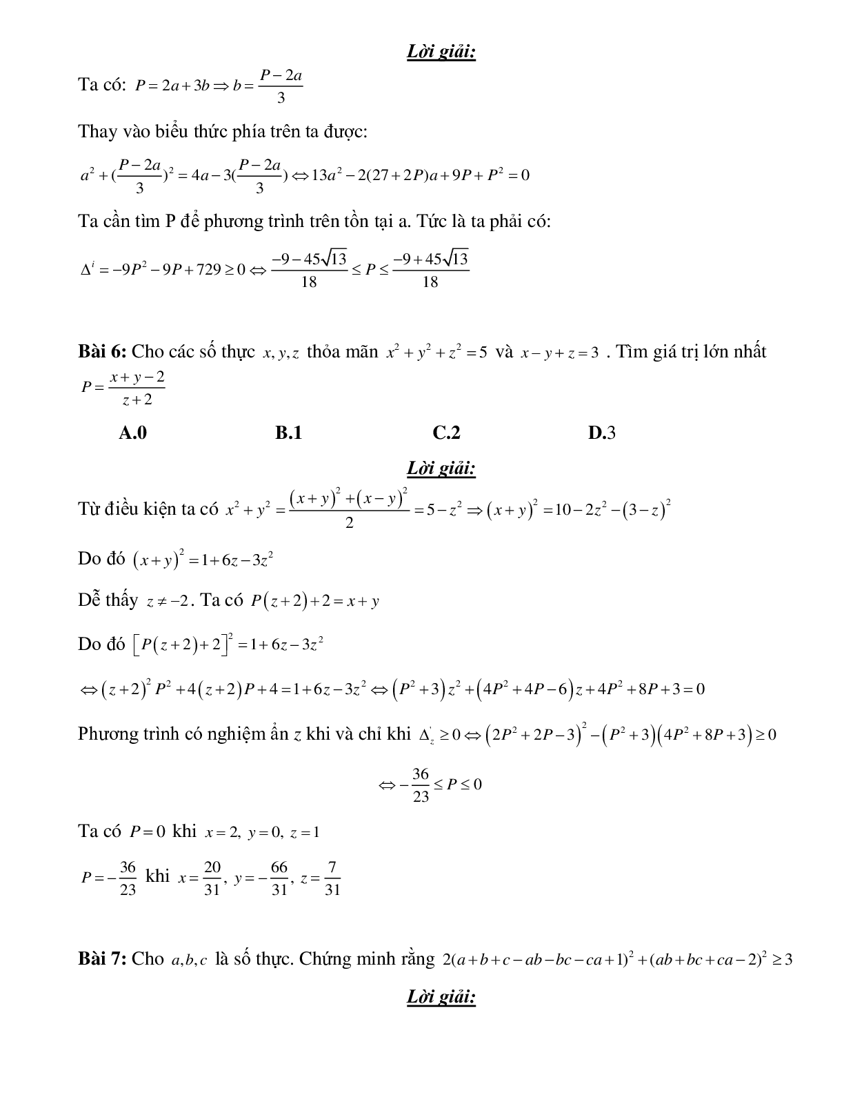Bài tập ứng dụng tam thức bậc hai trong chứng minh bất đẳng thức Toán 10 (trang 5)