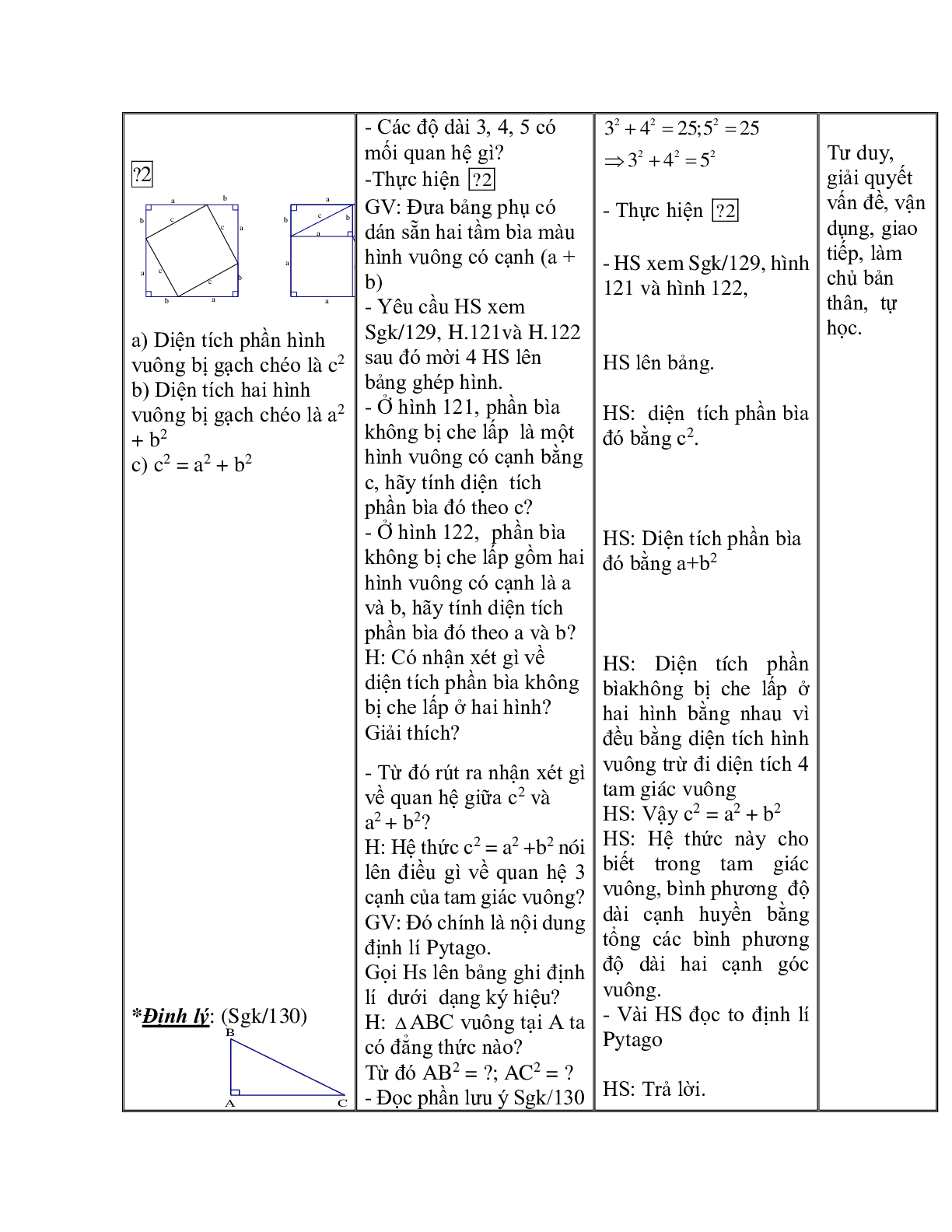Giáo án Toán học 7 bài 7: Định lý Py - ta - go hay nhất (trang 3)