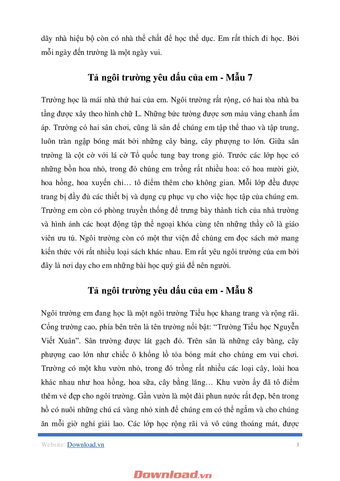 Mẫu bài văn lớp 2 về chủ đề Tả ngôi trường yêu dấu của em môn Tiếng Việt (18 mẫu) (trang 3)